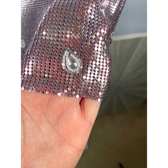 Retrofete Malta Chainmail Crystal Embellished Purple Mini Skirt Sz XS - Picture 8 of 12